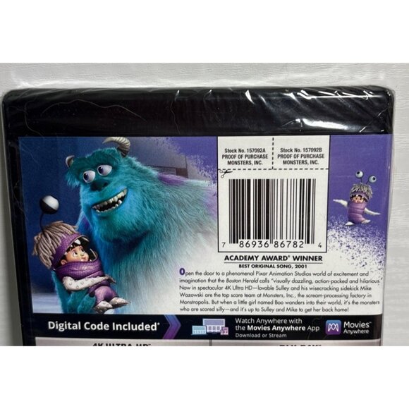 Monsters Inc 4K Ultra HD Bluray Digital Ultimate Collectors Edition Disney Pixar - Picture 4 of 5